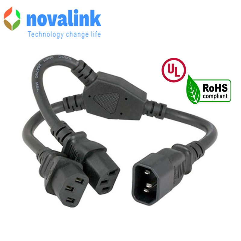 Dây Chia Nguồn 1 C14 Sang 2 C13 Dài 0.5m Novalink NV-52009A - Giải Pháp Tối Ưu Cho Tủ Rack Data Center